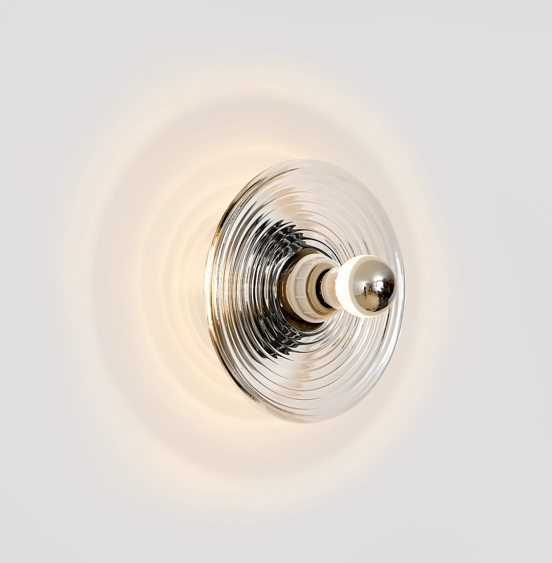 Lámpara de Pared Solaris Nodo con Diseño Futurista y Luz LED – Acabado en Cromo y Vidrio Ámbar 0