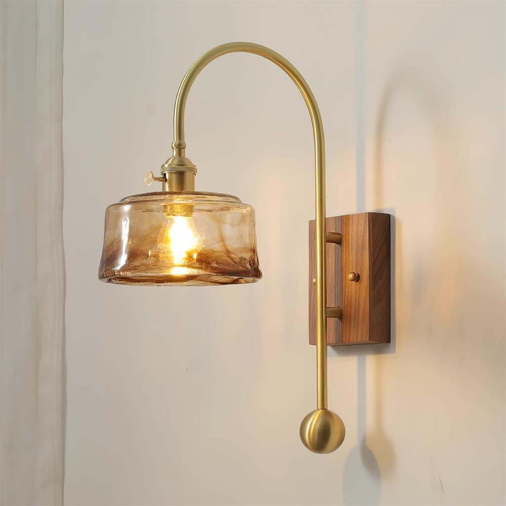 Lámpara de Pared Tiffany Japonesa de Latón y Vidrio, Aplique Pared Elegante para Interiores y Exteriores, Tamaños Variados 0