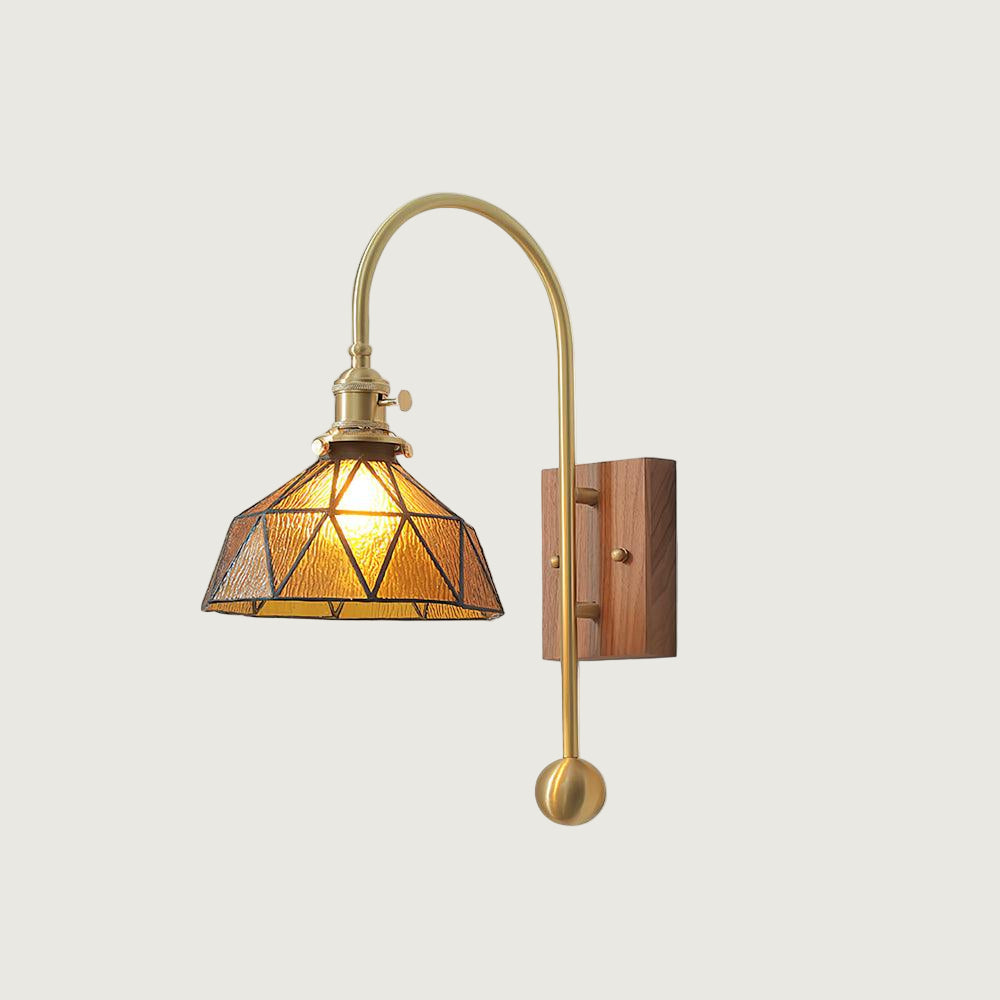 Lámpara de Pared Tiffany Japonesa de Latón y Vidrio, Aplique Pared Elegante para Interiores y Exteriores, Tamaños Variados 1