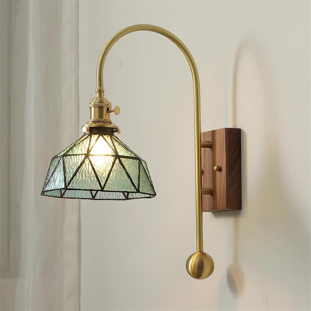 Lámpara de Pared Tiffany Japonesa de Latón y Vidrio, Aplique Pared Elegante para Interiores y Exteriores, Tamaños Variados 10