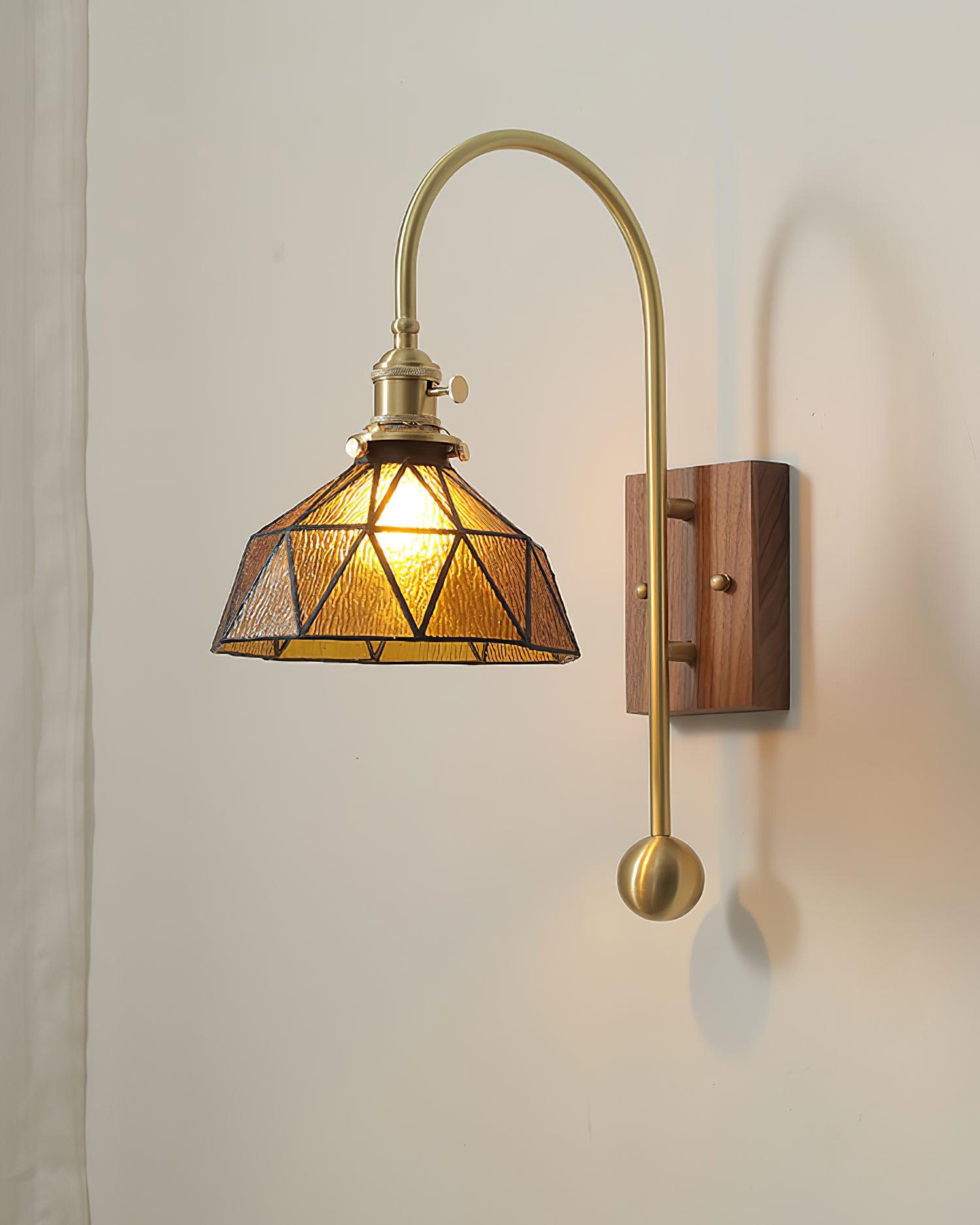 Lámpara de Pared Tiffany Japonesa de Latón y Vidrio, Aplique Pared Elegante para Interiores y Exteriores, Tamaños Variados 9