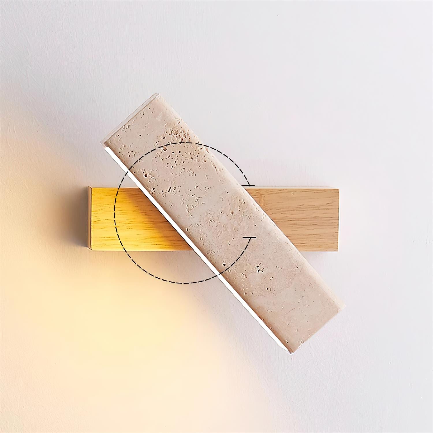 Lámpara de Pared Tonya de Madera Natural y Travertino con Diseño Rotatable de 180° 7