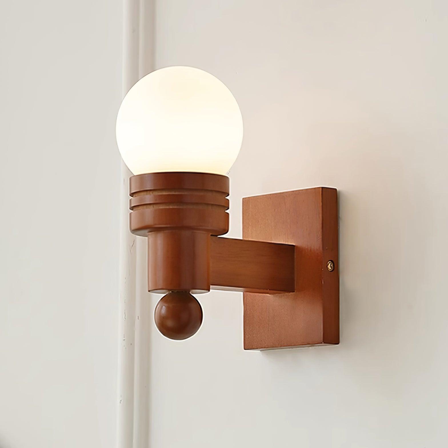 Lámpara de Pared Tupelo Vintage de Madera con Pantalla de Vidrio Blanca - Aplique Pared Clásico para Interiores y Exteriores 0