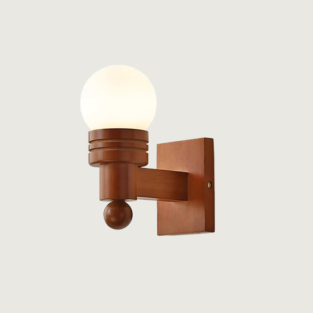 Lámpara de Pared Tupelo Vintage de Madera con Pantalla de Vidrio Blanca - Aplique Pared Clásico para Interiores y Exteriores 1