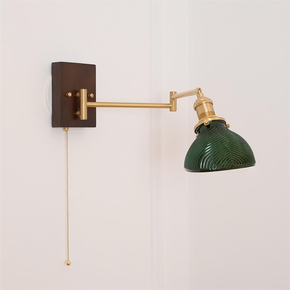 Lámpara de Pared Vintage Ajustable de Bronce con Pantalla en Forma de Cúpula 0