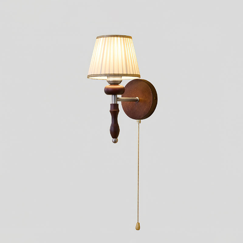Lámpara de Pared Vintage Celine de Madera Natural con Pantalla de Tela 0