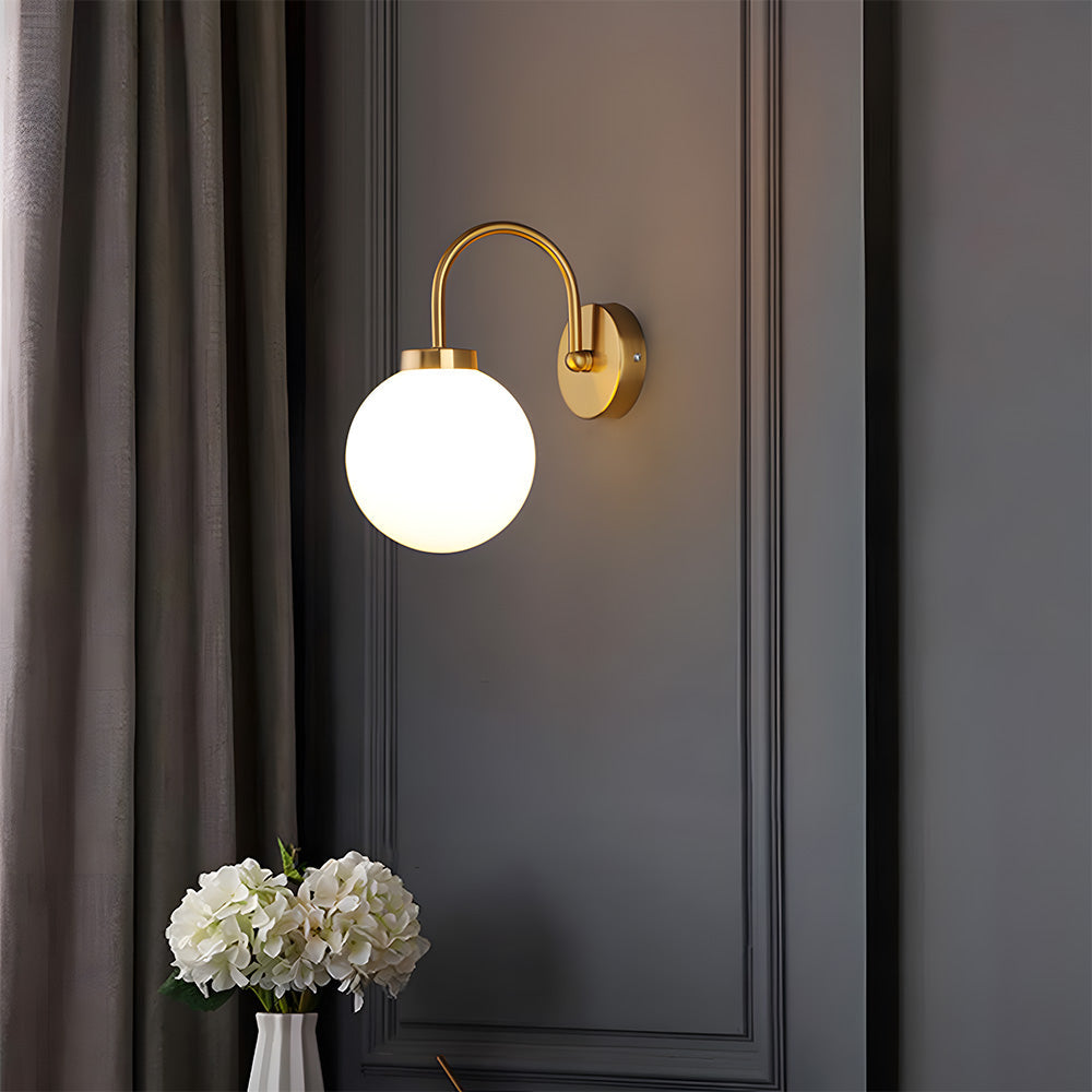 Lámpara de Pared Vintage Esférica de Vidrio para Dormitorio – Iluminación Cálida y Elegante 0