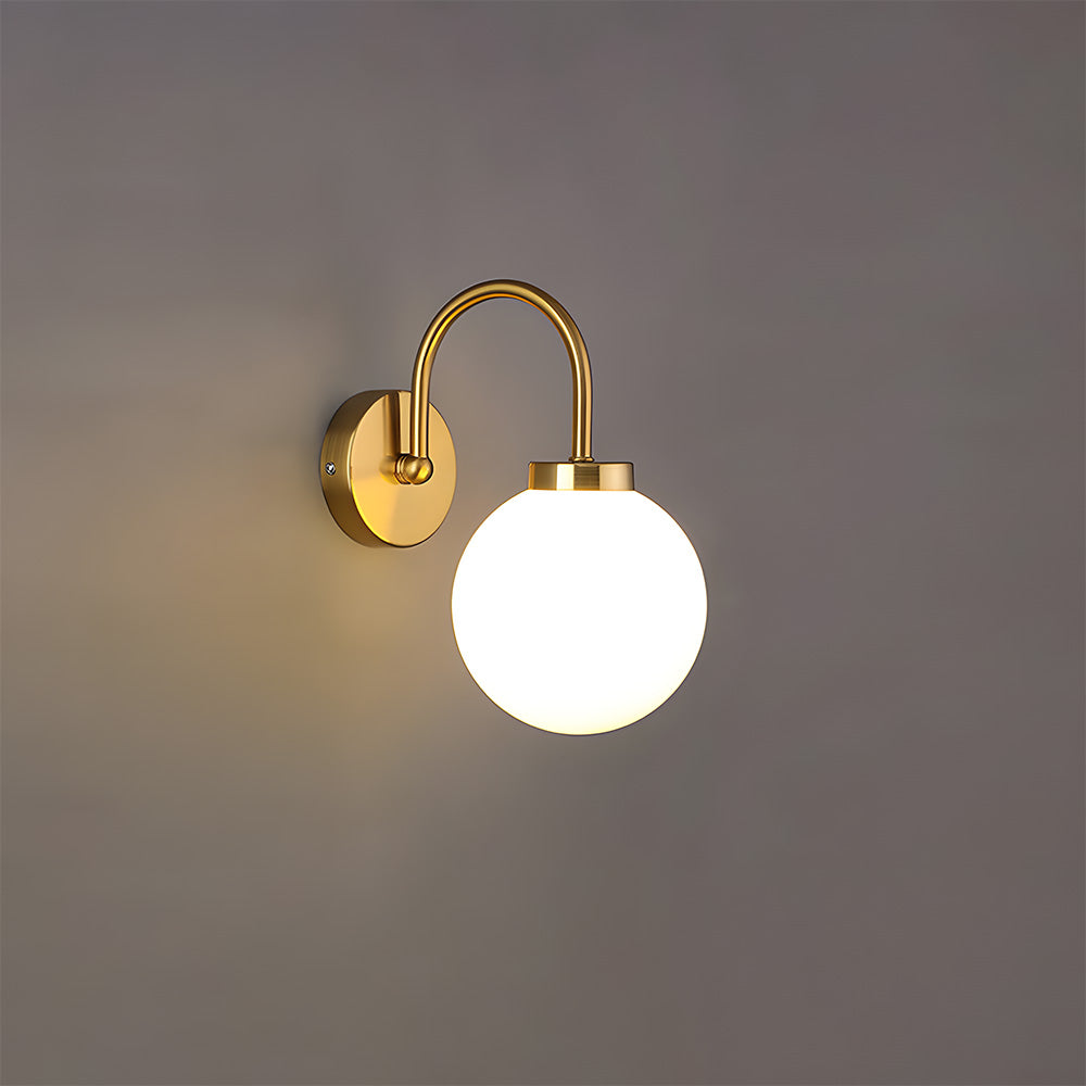 Lámpara de Pared Vintage Esférica de Vidrio para Dormitorio – Iluminación Cálida y Elegante 1