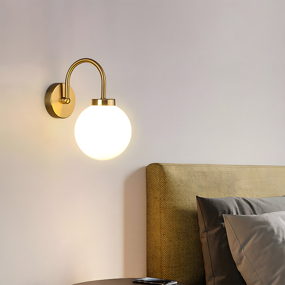 Lámpara de Pared Vintage Esférica de Vidrio para Dormitorio – Iluminación Cálida y Elegante 2