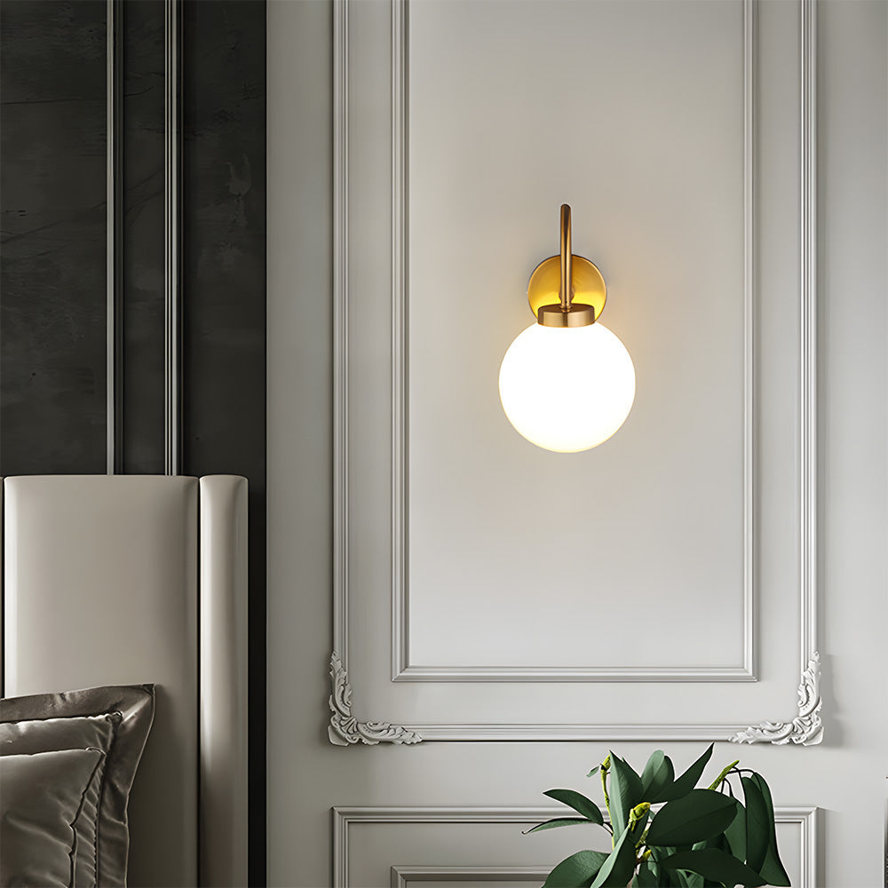 Lámpara de Pared Vintage Esférica de Vidrio para Dormitorio – Iluminación Cálida y Elegante 4