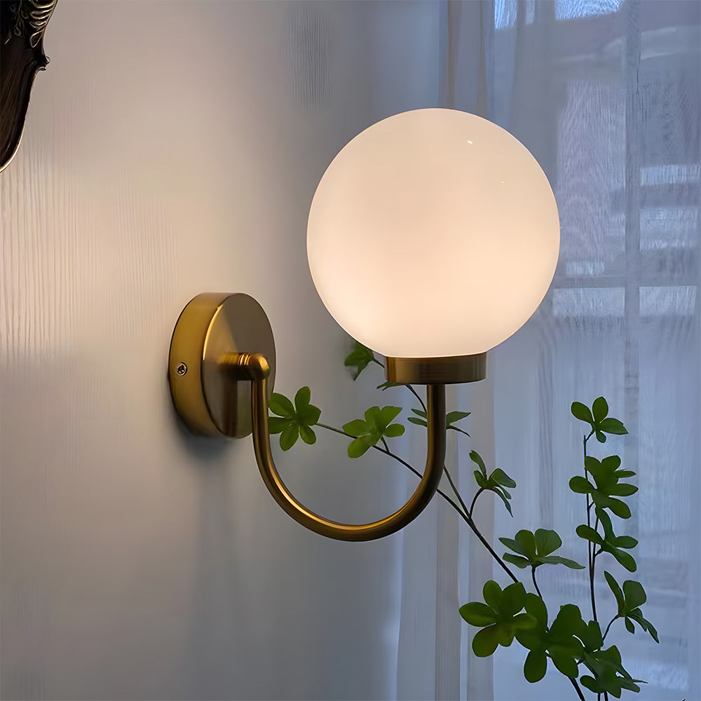 Lámpara de Pared Vintage Esférica de Vidrio para Dormitorio – Iluminación Cálida y Elegante 5