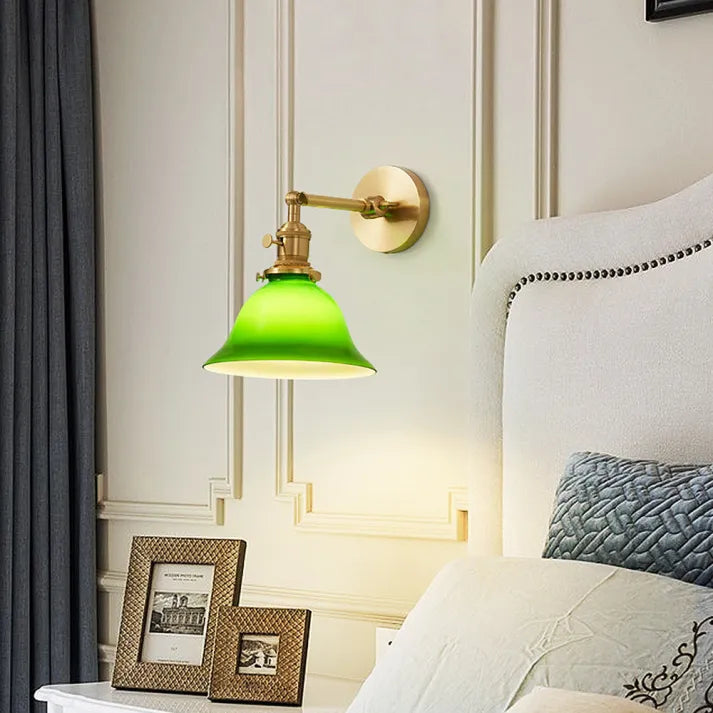 Lámpara de Pared Vintage Verde Ajustable con Brazo Móvil de Cristal 0