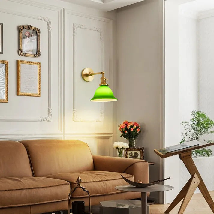 Lámpara de Pared Vintage Verde Ajustable con Brazo Móvil de Cristal 2