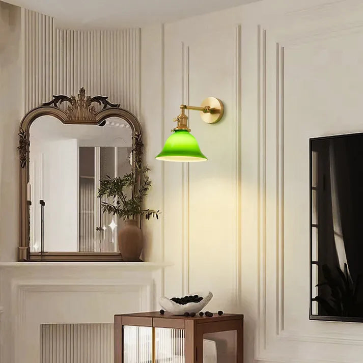 Lámpara de Pared Vintage Verde Ajustable con Brazo Móvil de Cristal 4