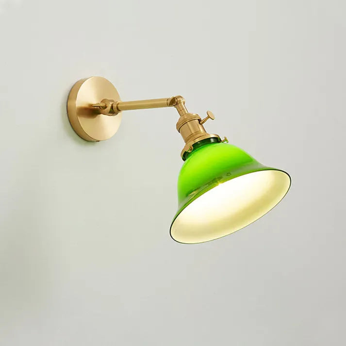 Lámpara de Pared Vintage Verde Ajustable con Brazo Móvil de Cristal 6