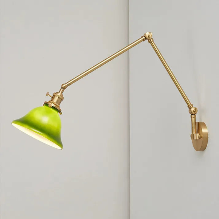 Lámpara de Pared Vintage Verde Ajustable con Brazo Móvil de Cristal 7