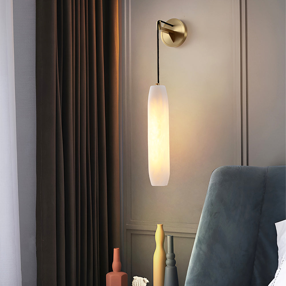 Lámpara de Pared de Alabastro en Forma de Fluta – Elegante Iluminación Interior 0