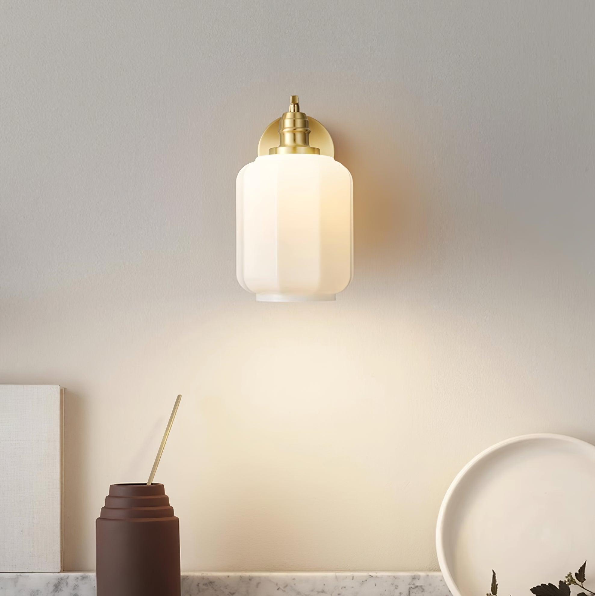 Lámpara de Pared de Bronce con Pantalla de Vidrio, Aplique Pared Ideal para Dormitorios y Comedores, Resistente a la Humedad 3