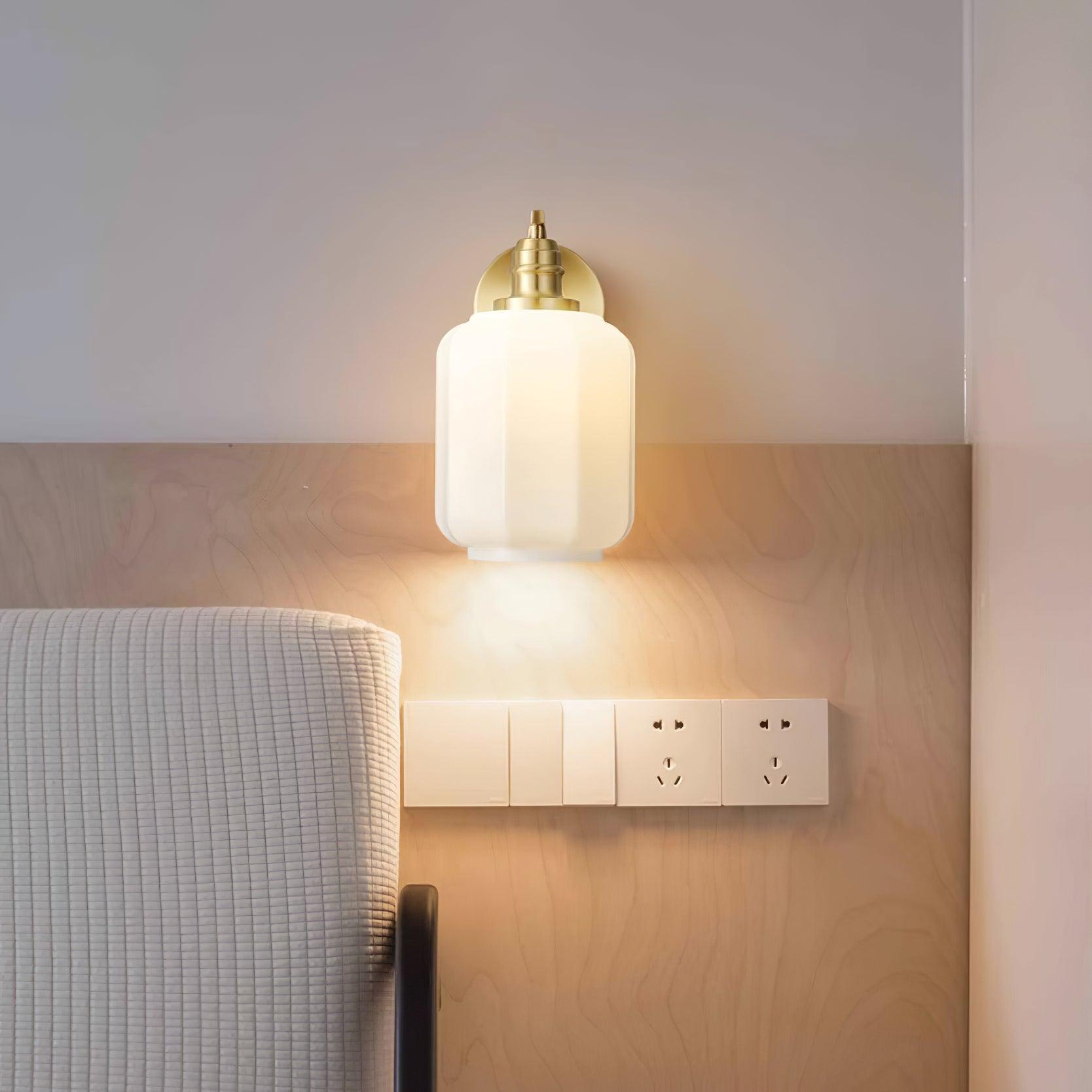 Lámpara de Pared de Bronce con Pantalla de Vidrio, Aplique Pared Ideal para Dormitorios y Comedores, Resistente a la Humedad 5