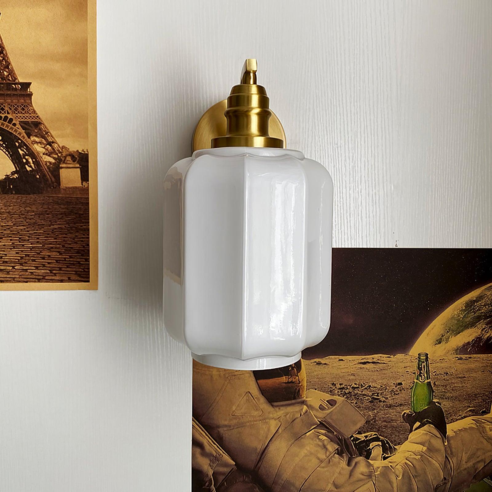 Lámpara de Pared de Bronce con Pantalla de Vidrio, Aplique Pared Ideal para Dormitorios y Comedores, Resistente a la Humedad 6