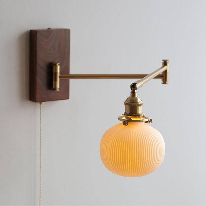 Lámpara de Pared de Cerámica y Madera, Aplique Pared Moderno, Iluminación Elegante para Hogar, E26/E27, 60W 0