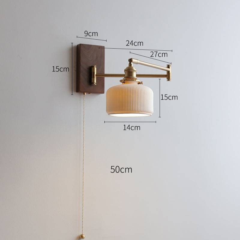 Lámpara de Pared de Cerámica y Madera, Aplique Pared Moderno, Iluminación Elegante para Hogar, E26/E27, 60W 5