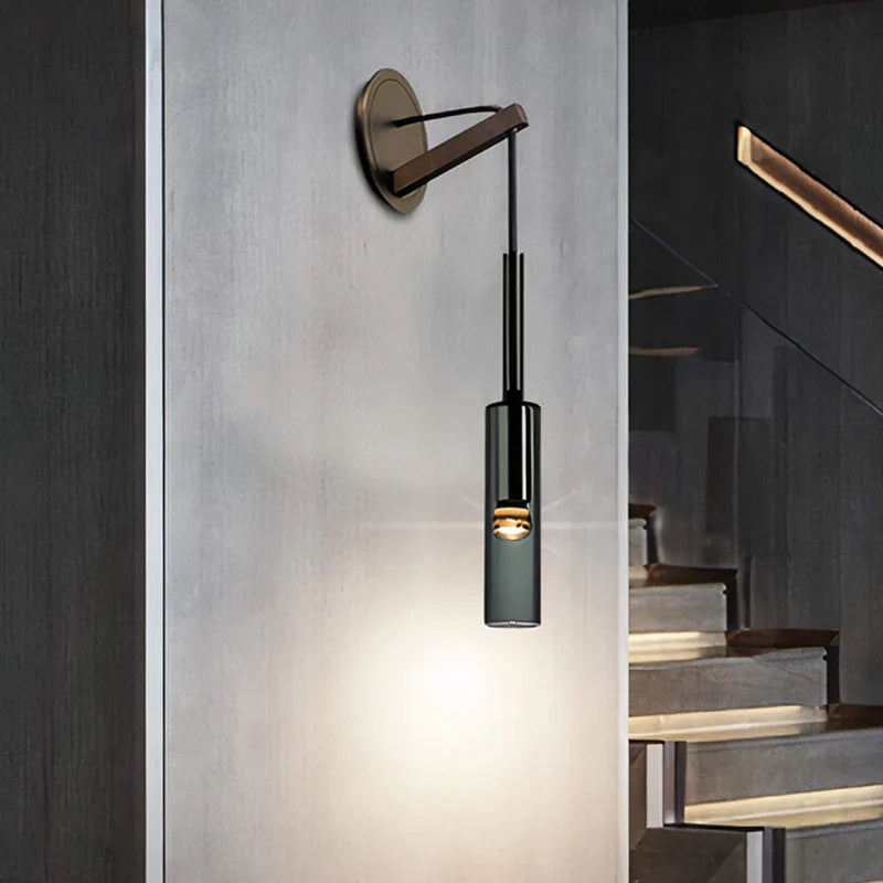 Lámpara de Pared de Cristal Ahumado Estilo Escandinavo – Iluminación Elegante para Hogar 4