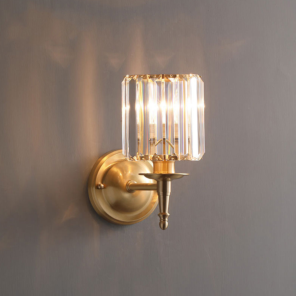 Lámpara de Pared de Cristal Claro de Lujo, Aplique Pared Elegante para Comedores y Habitaciones, Diseño Moderno en Dorado 0