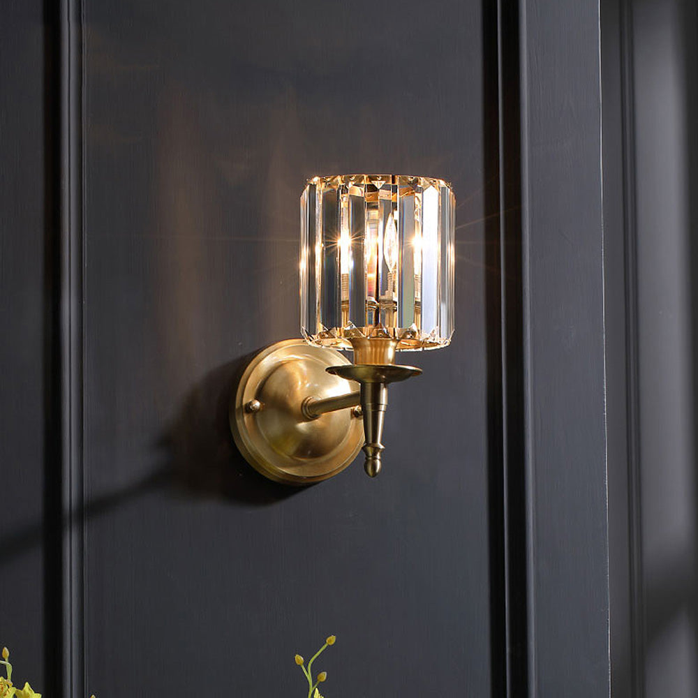 Lámpara de Pared de Cristal Claro de Lujo, Aplique Pared Elegante para Comedores y Habitaciones, Diseño Moderno en Dorado 1