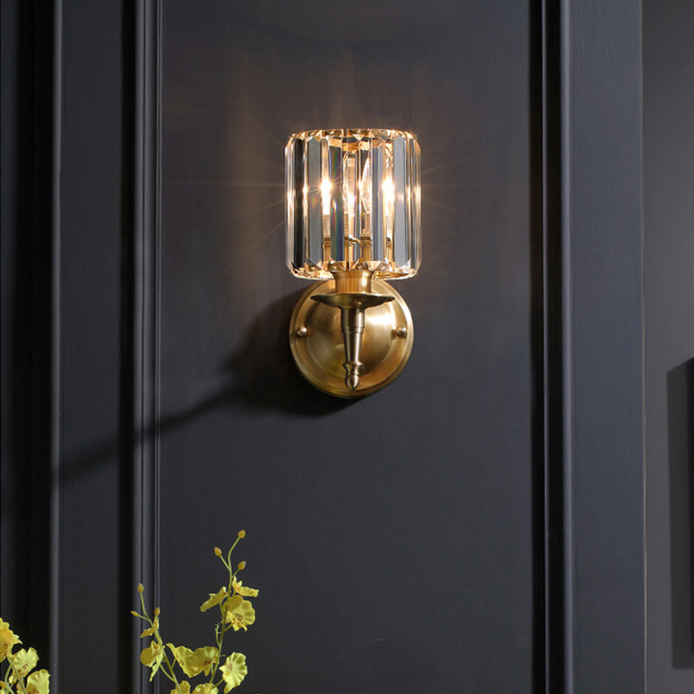 Lámpara de Pared de Cristal Claro de Lujo, Aplique Pared Elegante para Comedores y Habitaciones, Diseño Moderno en Dorado 2