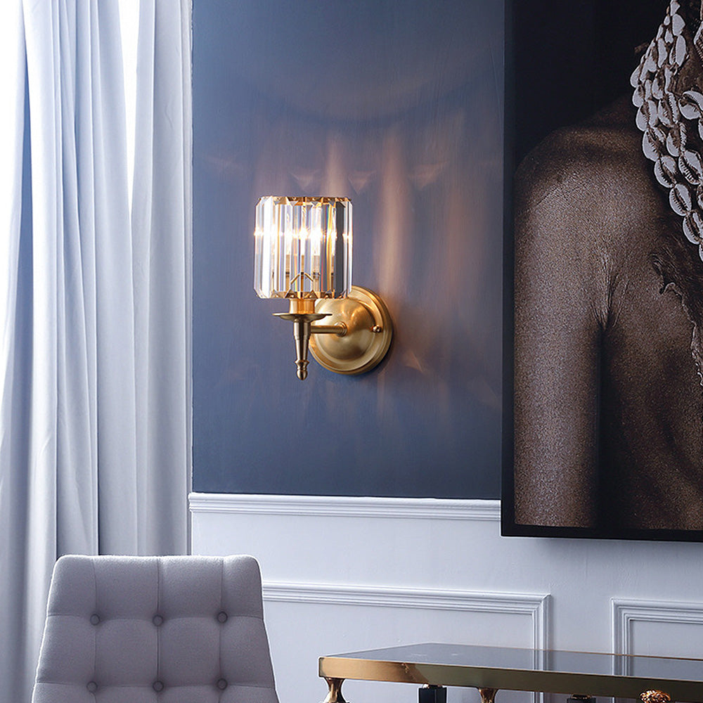 Lámpara de Pared de Cristal Claro de Lujo, Aplique Pared Elegante para Comedores y Habitaciones, Diseño Moderno en Dorado 3