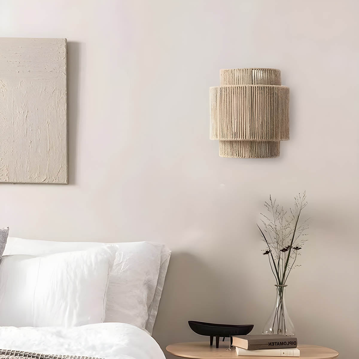 Lámpara de Pared de Cuerda Natural, Aplique de Pared con Iluminación Cálida y Acogedora, 10x9 Pulgadas, LED E27 3