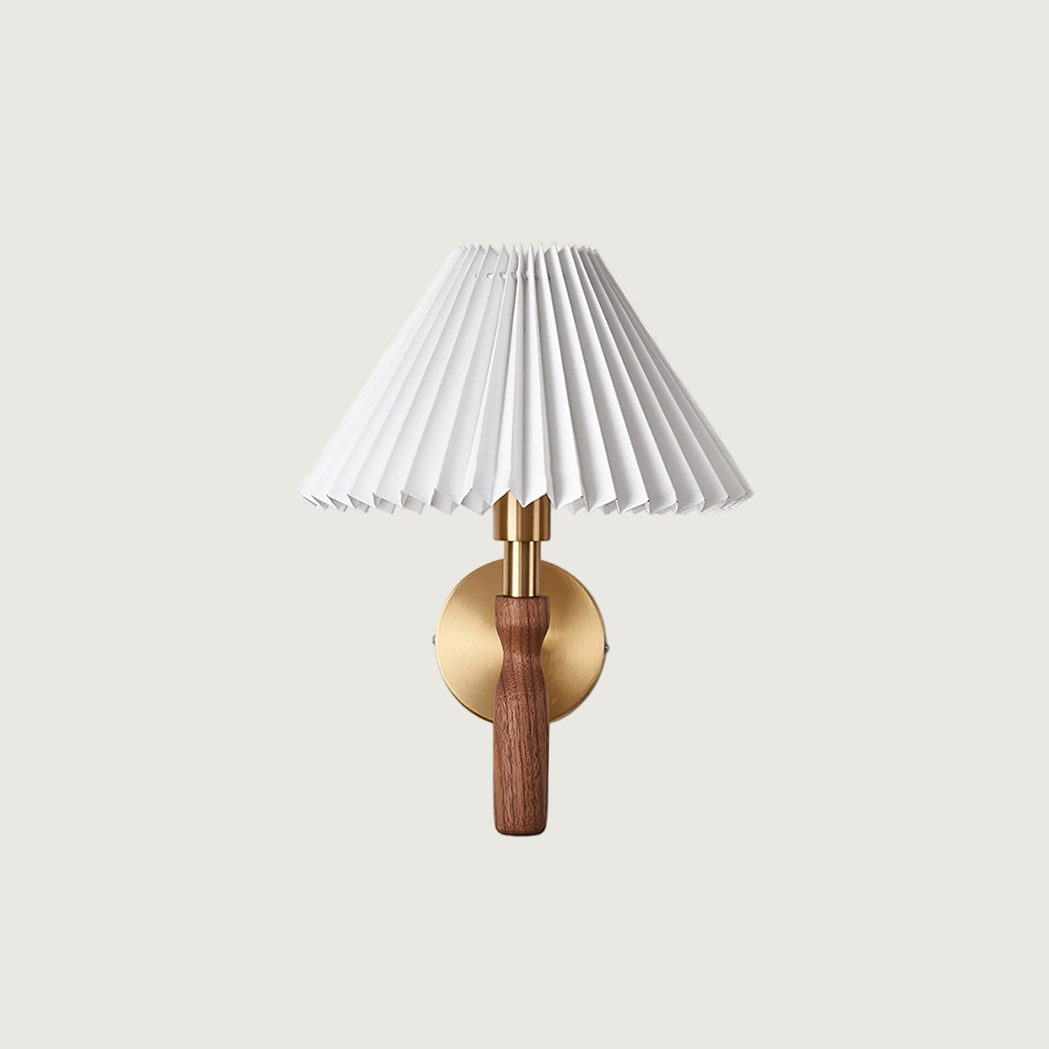 Lámpara de Pared de Madera Maison con Brazo de Latón y Pantalla Blanca – Aplique Pared Moderno para Interiores Elegantes 1