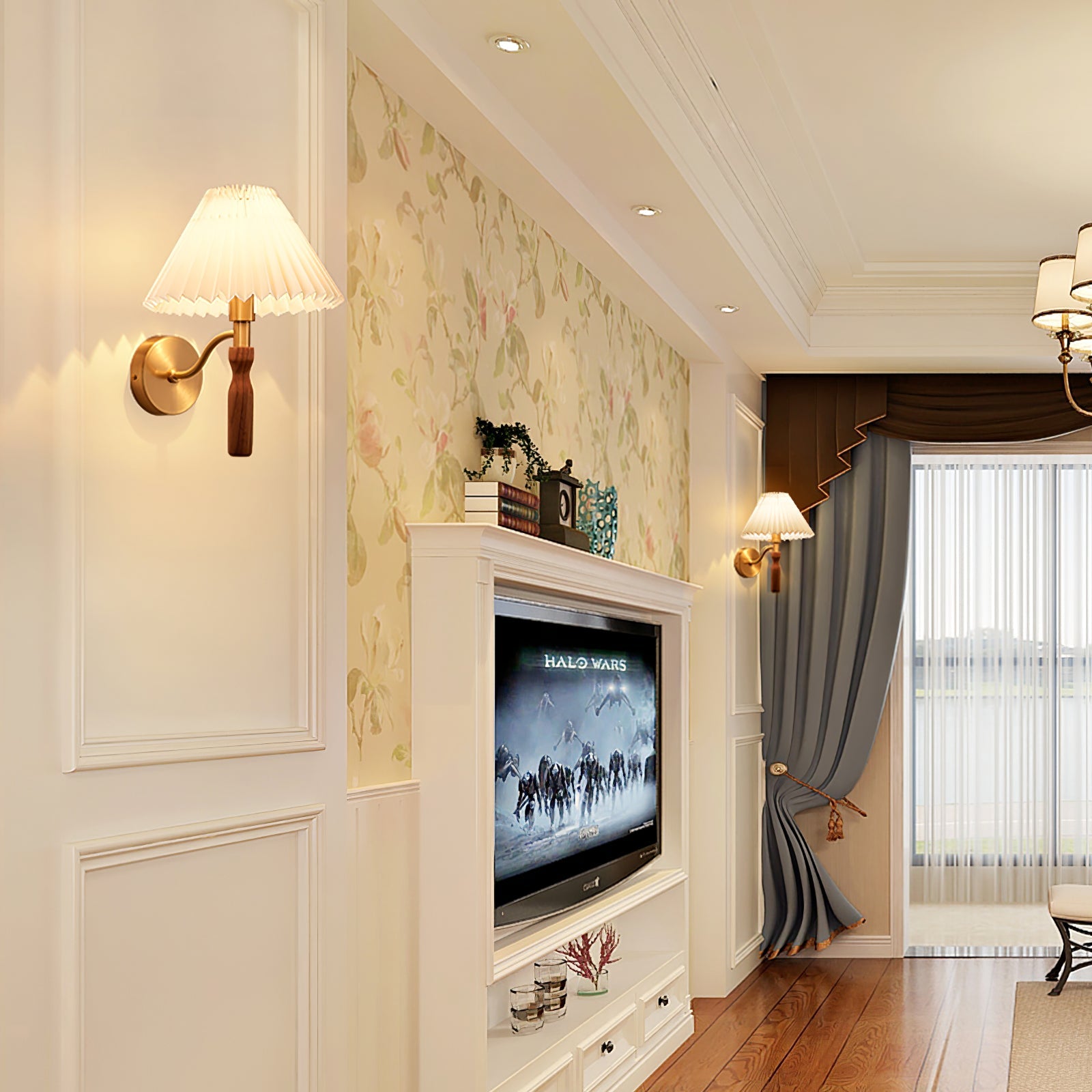 Lámpara de Pared de Madera Maison con Brazo de Latón y Pantalla Blanca – Aplique Pared Moderno para Interiores Elegantes 8