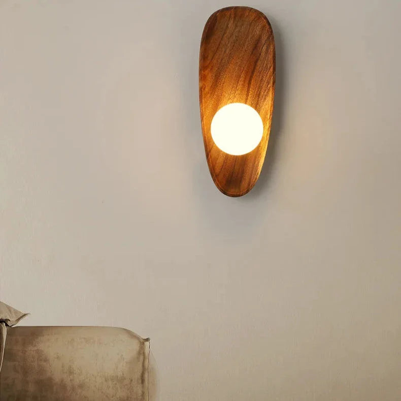Lámpara de Pared de Madera Natural LED, Aplique Pared Contemporáneo para Ambientes Acogedores, 20 cm Diámetro 4