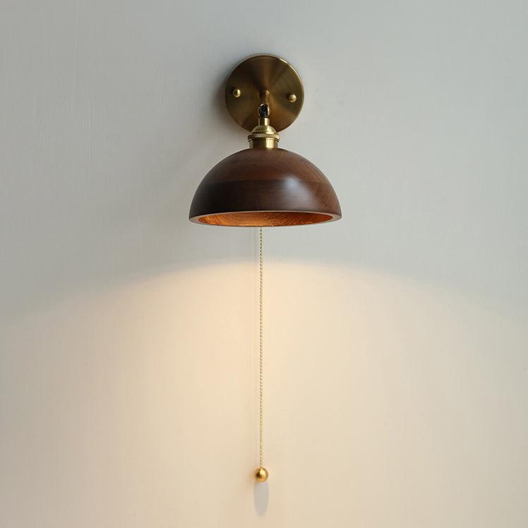 Vyora - Lámpara de Pared de Madera Vintage con Diseño Moderno y Acabado en Nogal