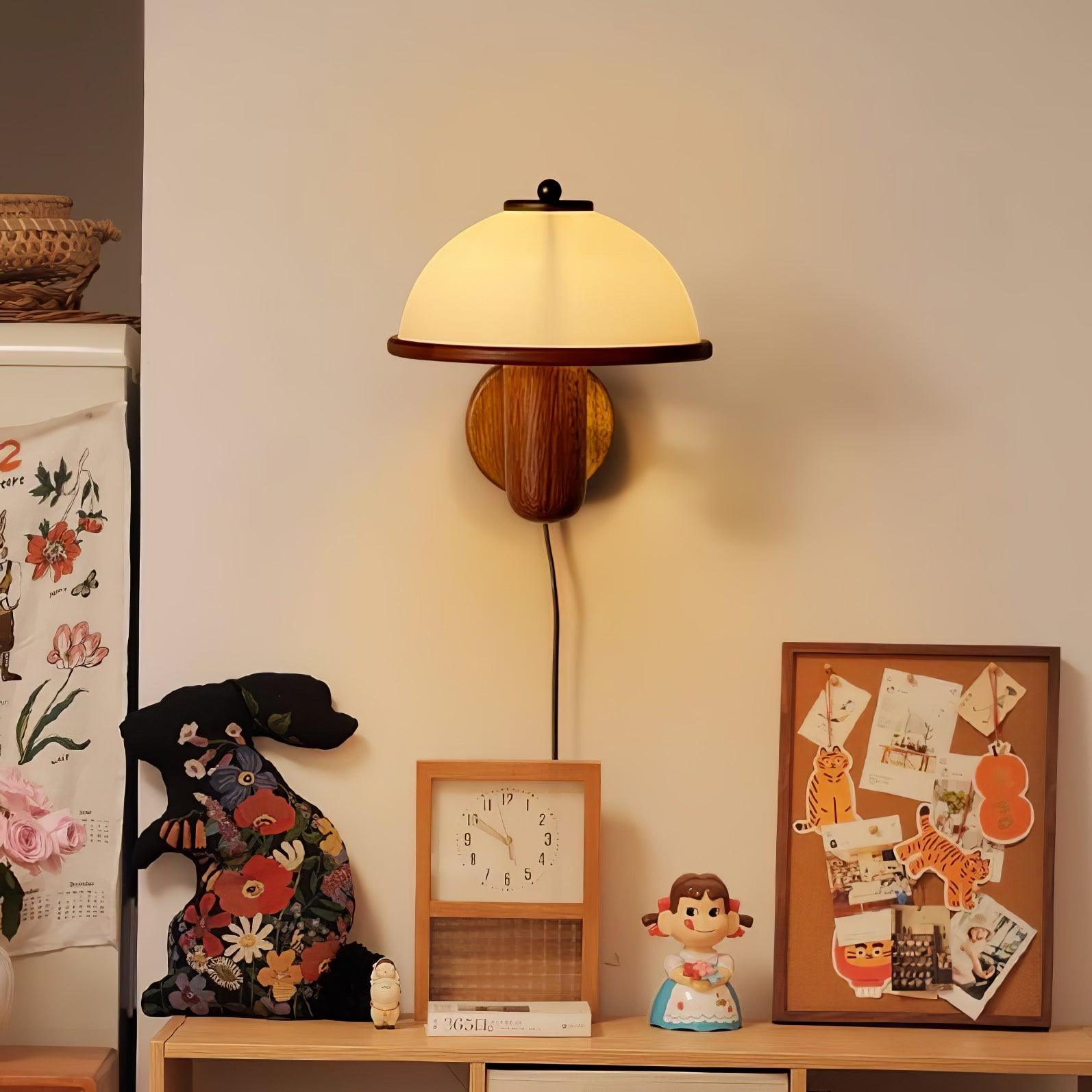 Lámpara de Pared de Madera de Roble con Pantalla Blanca - Aplique Pared Elegante para Iluminación Acogedora en Salón o Dormitorio 2