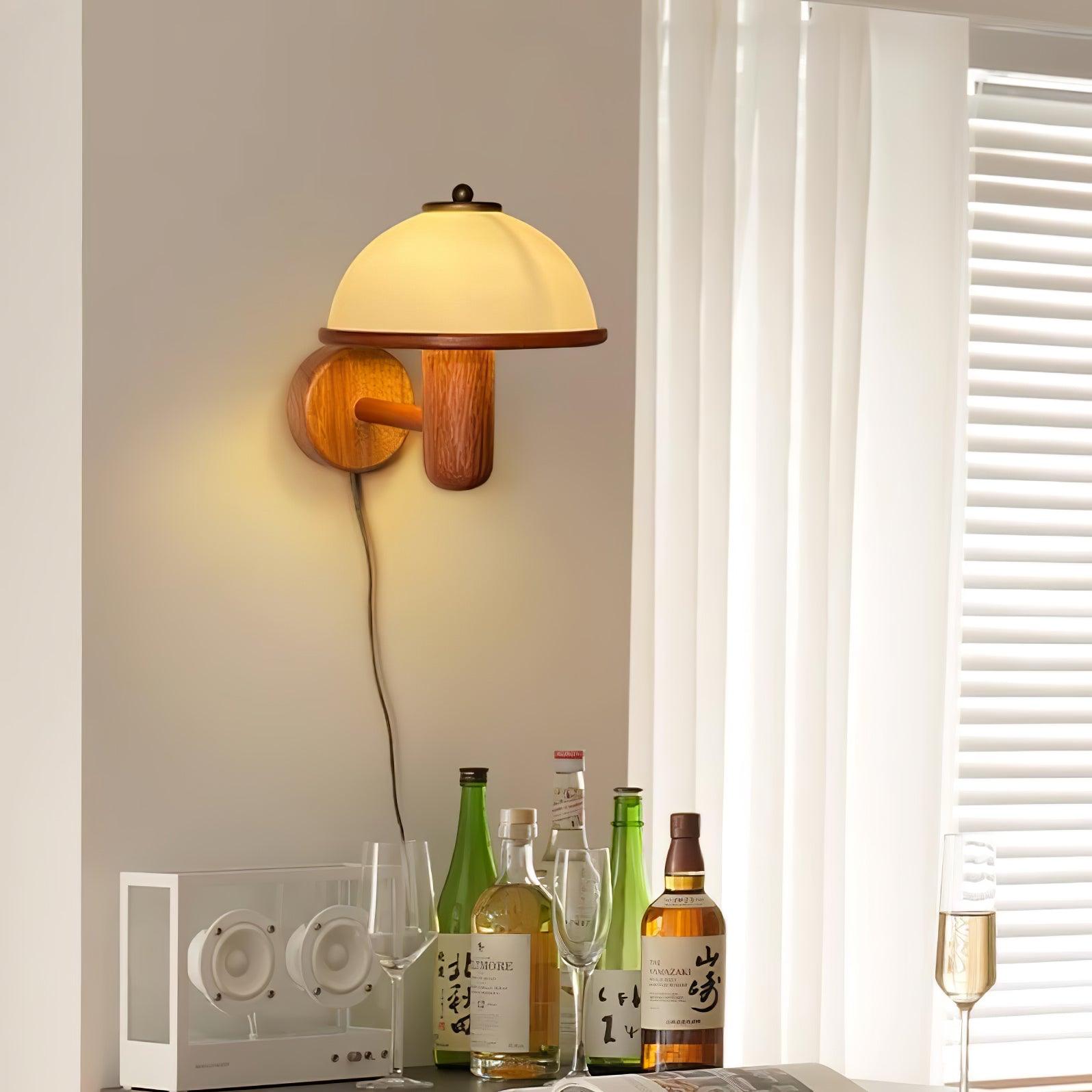 Lámpara de Pared de Madera de Roble con Pantalla Blanca - Aplique Pared Elegante para Iluminación Acogedora en Salón o Dormitorio 3