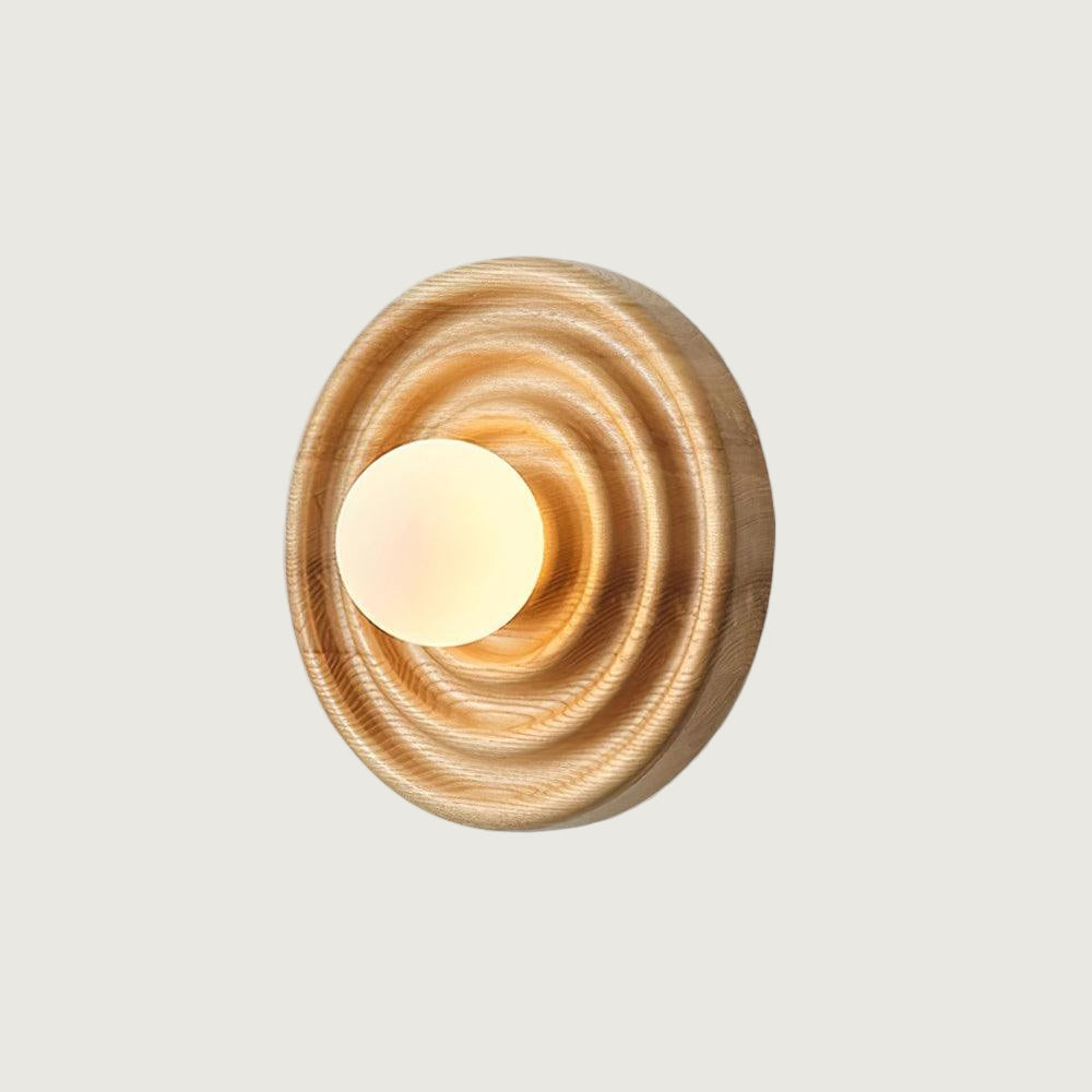 Lámpara de Pared de Madera en Espiral con Luz Cálida – Diseño Orgánico y Elegante 1