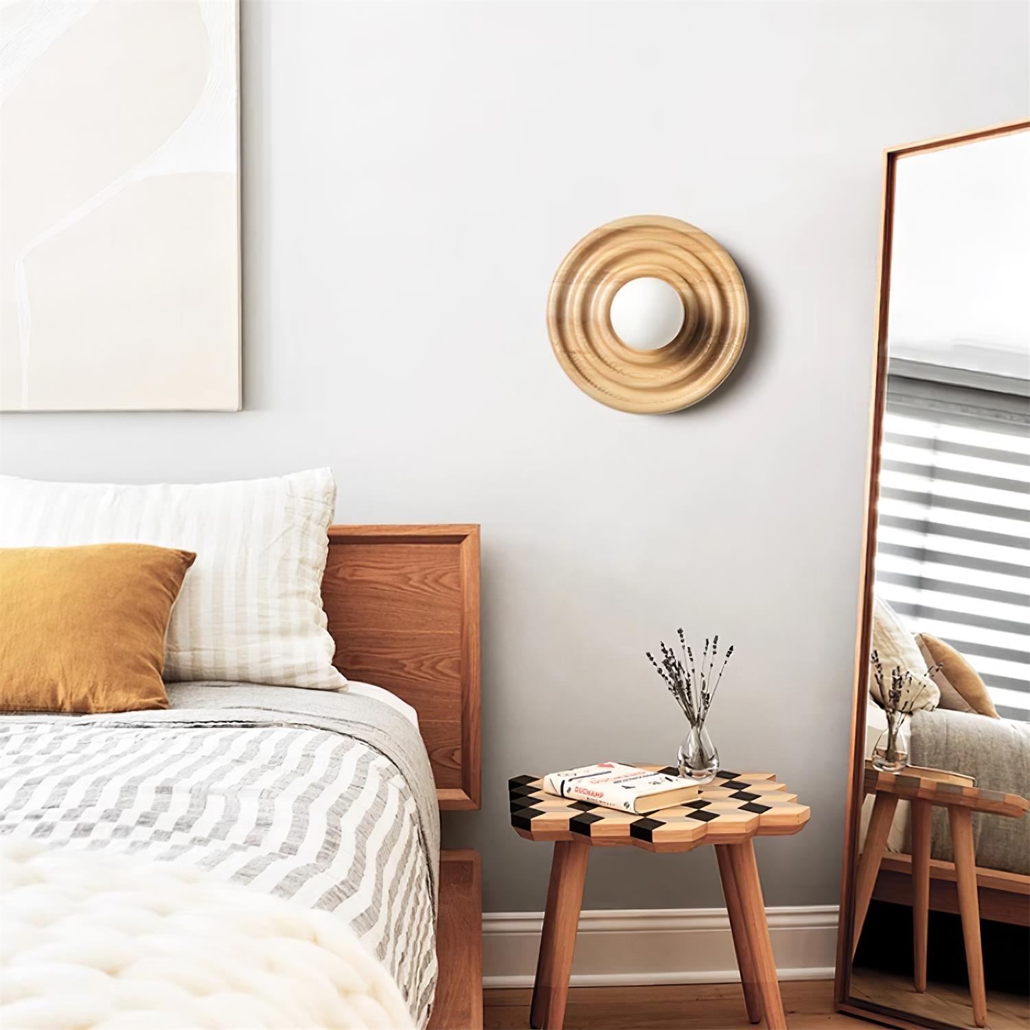 Lámpara de Pared de Madera en Espiral con Luz Cálida – Diseño Orgánico y Elegante 2