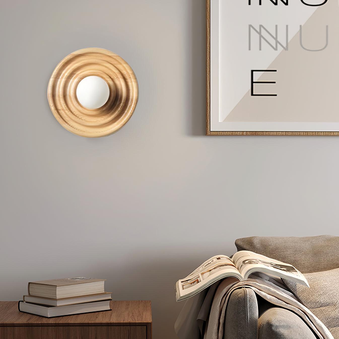 Lámpara de Pared de Madera en Espiral con Luz Cálida – Diseño Orgánico y Elegante 3
