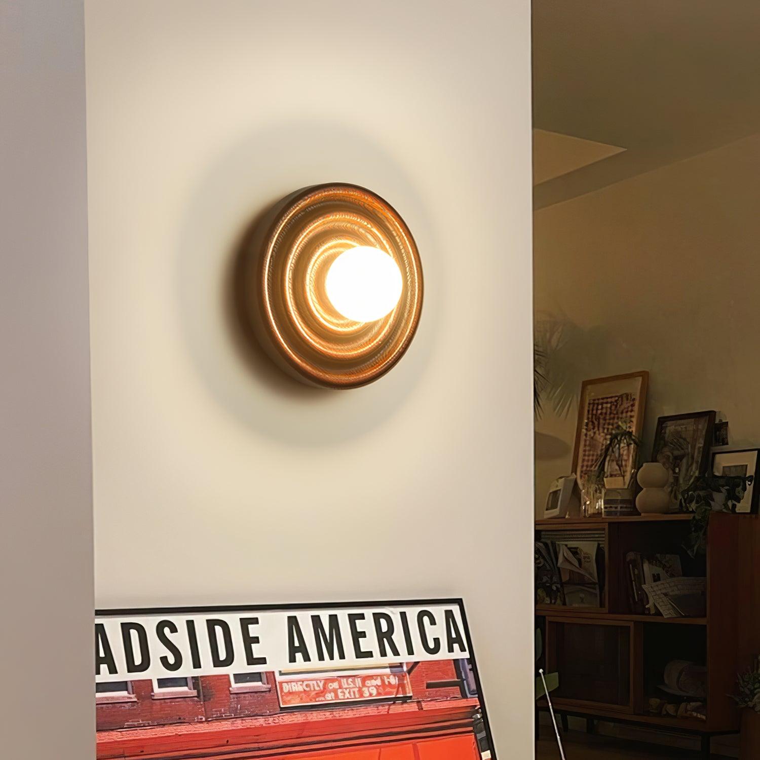 Lámpara de Pared de Madera en Espiral con Luz Cálida – Diseño Orgánico y Elegante 6
