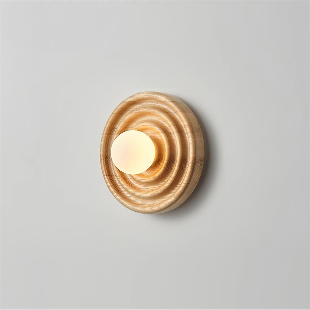 Lámpara de Pared de Madera en Espiral con Luz Cálida – Diseño Orgánico y Elegante 9