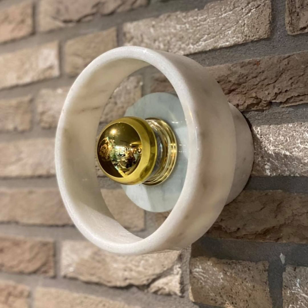 Lámpara de Pared de Mármol Blanco Moderno – Aplique de Pared Elegante para Interiores, 11 cm Diámetro, Compatible con E26/E27 7