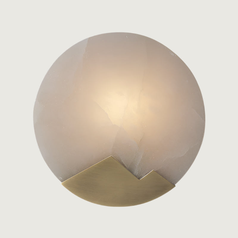 Lámpara de Pared de Mármol Minimalista Nórdica con Pantalla Redonda de Cobre y Luz LED Ajustable – Ideal para Decoración Interior 7