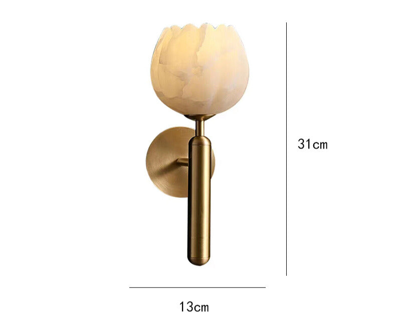 Lámpara de Pared de Mármol Rosa y Cobre con Diseño Floral para Iluminación Elegante en Dormitorios y Salas de Estar 8