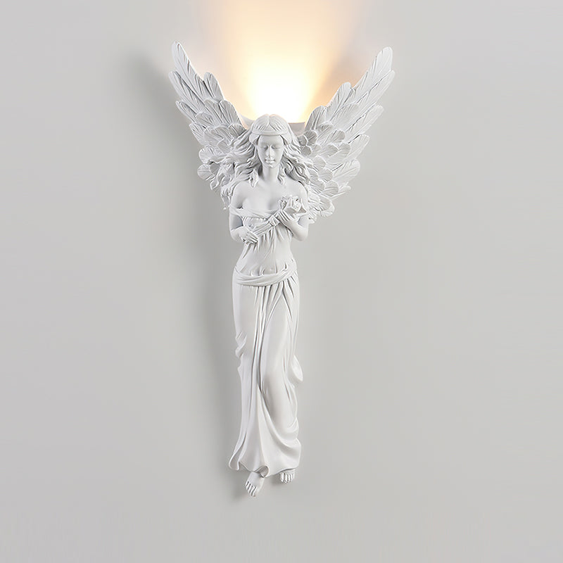 Lámpara de Pared de Resina Blanca con Luz Cálida – Aplique Pared Elegante para Interior, Diseño Francés 0