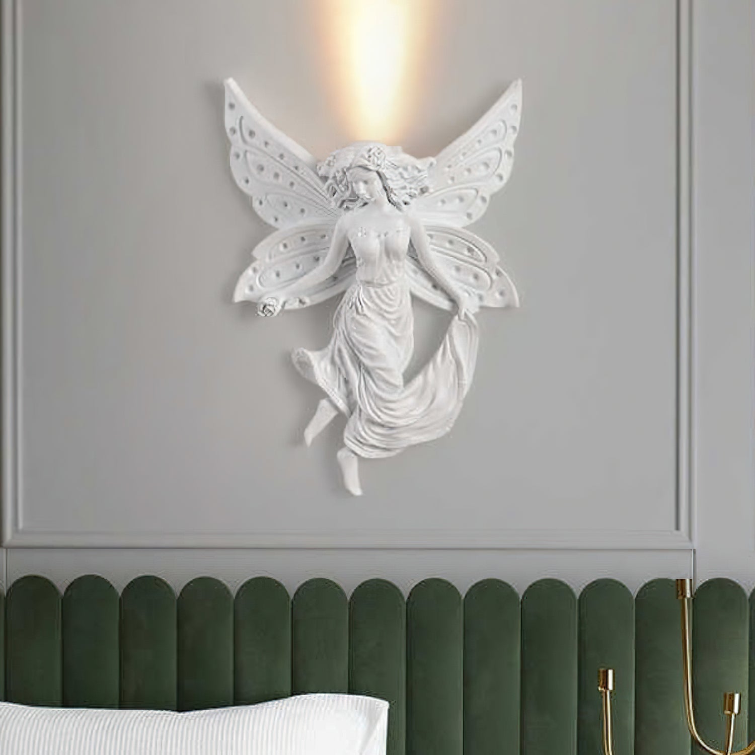 Lámpara de Pared de Resina Blanca con Luz Cálida – Aplique Pared Elegante para Interior, Diseño Francés 4