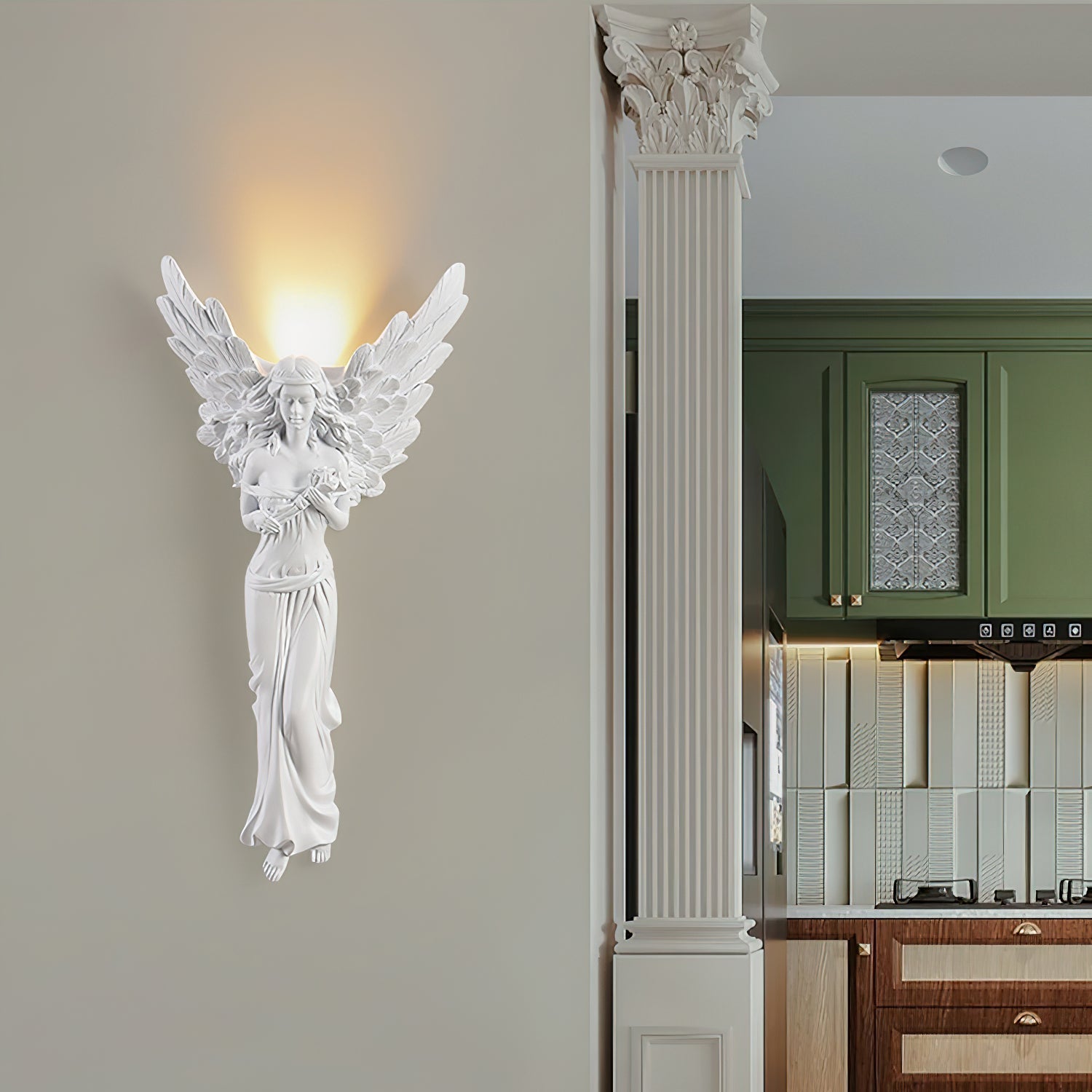 Lámpara de Pared de Resina Blanca con Luz Cálida – Aplique Pared Elegante para Interior, Diseño Francés 6