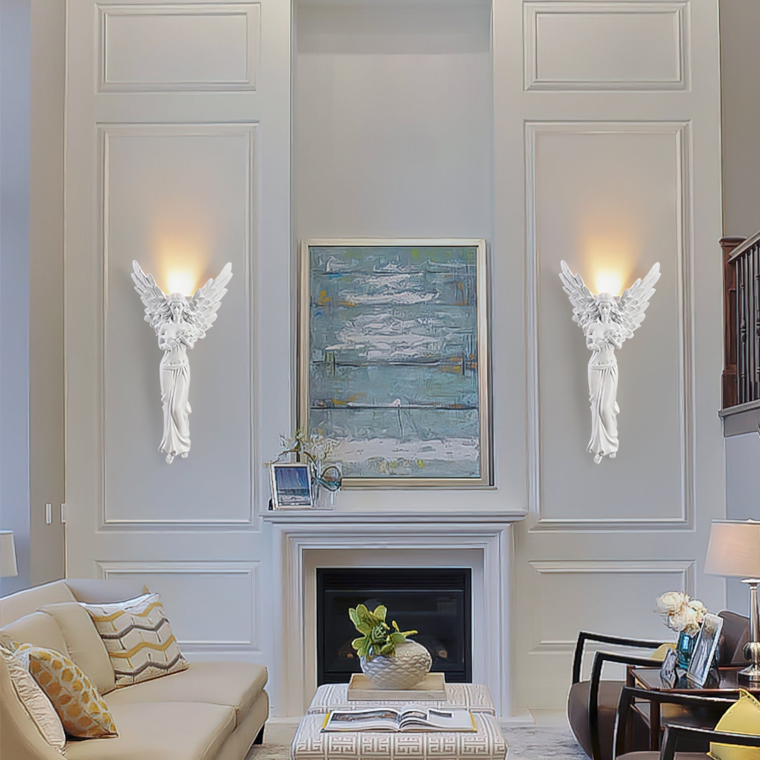 Lámpara de Pared de Resina Blanca con Luz Cálida – Aplique Pared Elegante para Interior, Diseño Francés 8